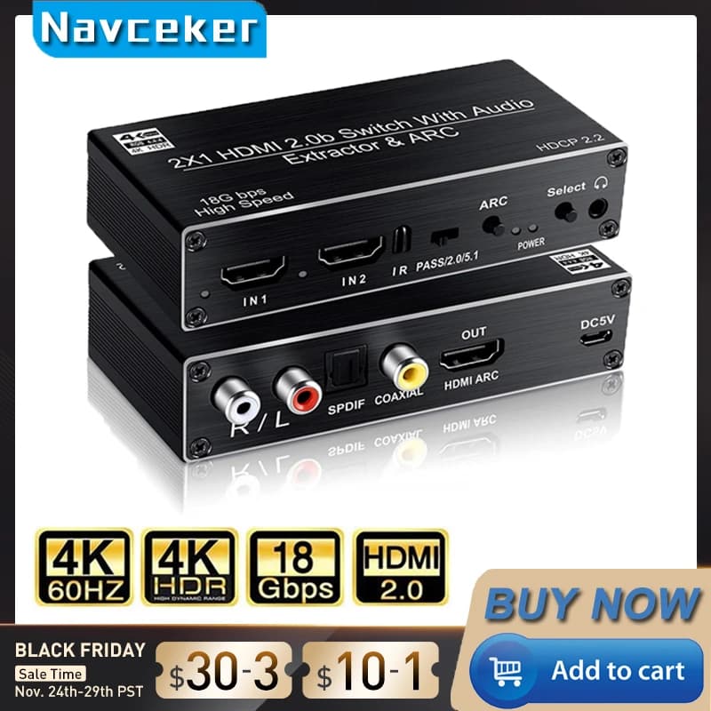 2023 miglior estrattore Audio HDMI 2.0 supporto 4K 120Hz YUV 4:4:4 HDR adattatore convertitore Audio HDMI 4K HDMI a TOSLINK ottico SPDIF