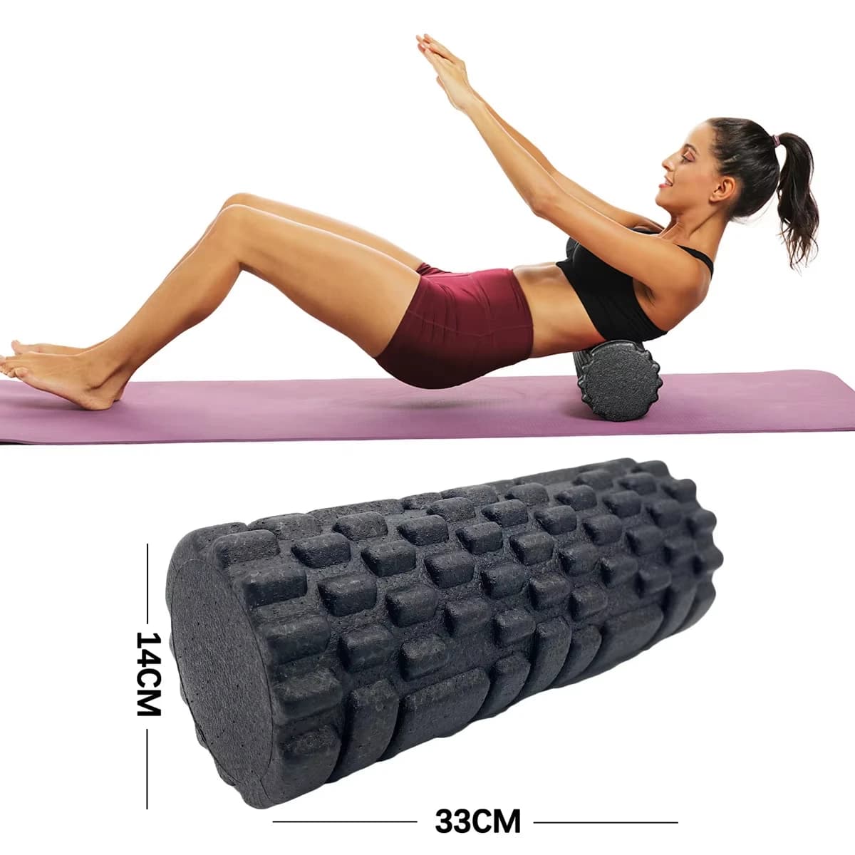 Rullo massaggiante in schiuma solida EPP da 33 cm, resistente all'usura, per yoga, pilates, palestra domestica, rilascio muscolare, fisioterapia, allenamento