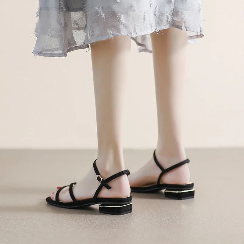 Women One Strap Sandals 2026 New Korean Simple French Ankle Strap Flat Slide Sandals Casual Large Size Summer Footwear Leisure