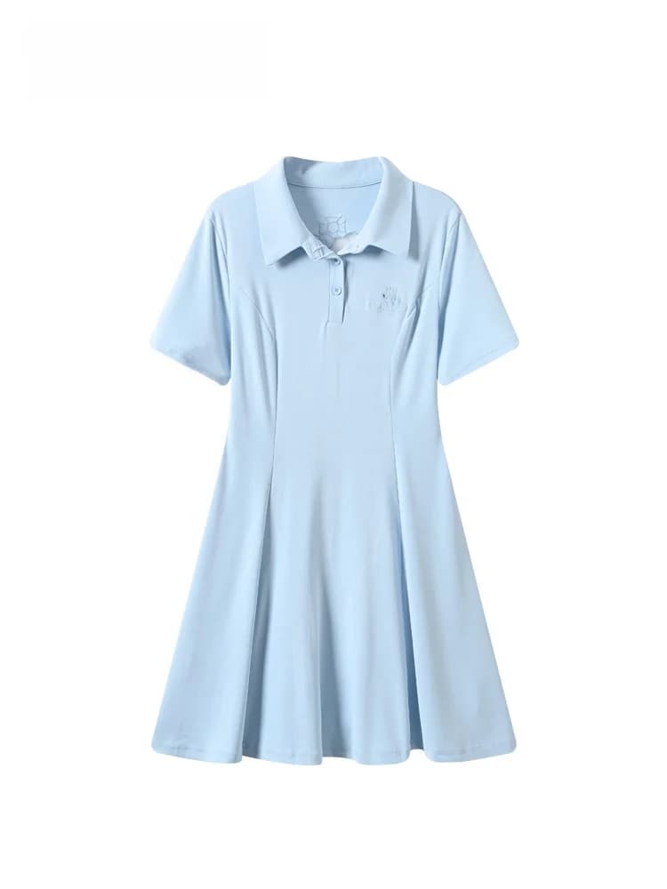 Summer New plus Size Women's Dress Short Sleeve Collar School Style Dress Slimming for Plump Sister Sweet Style Casual Wear