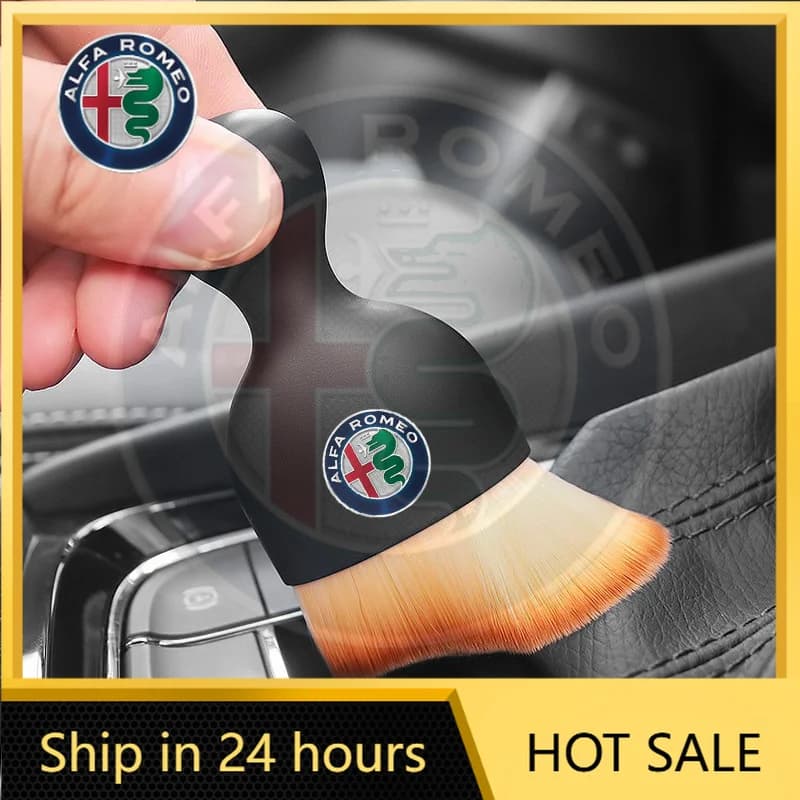 Car Badge Dust Brush Interior Detail Gap Air Vent Cleaning Soft Brush for Alfa Romeo Giulia Giulietta Stelvio Mito Sportiva Mito