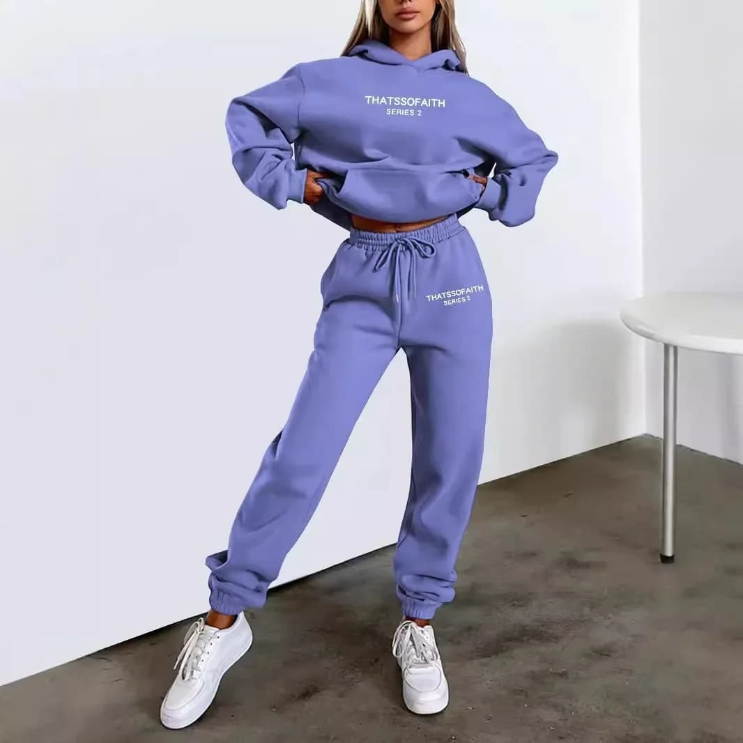 Complete Sport Woman Spring/Autumn 2026: Hoodie and Pants, Set Two Pieces Printed for Open Activity