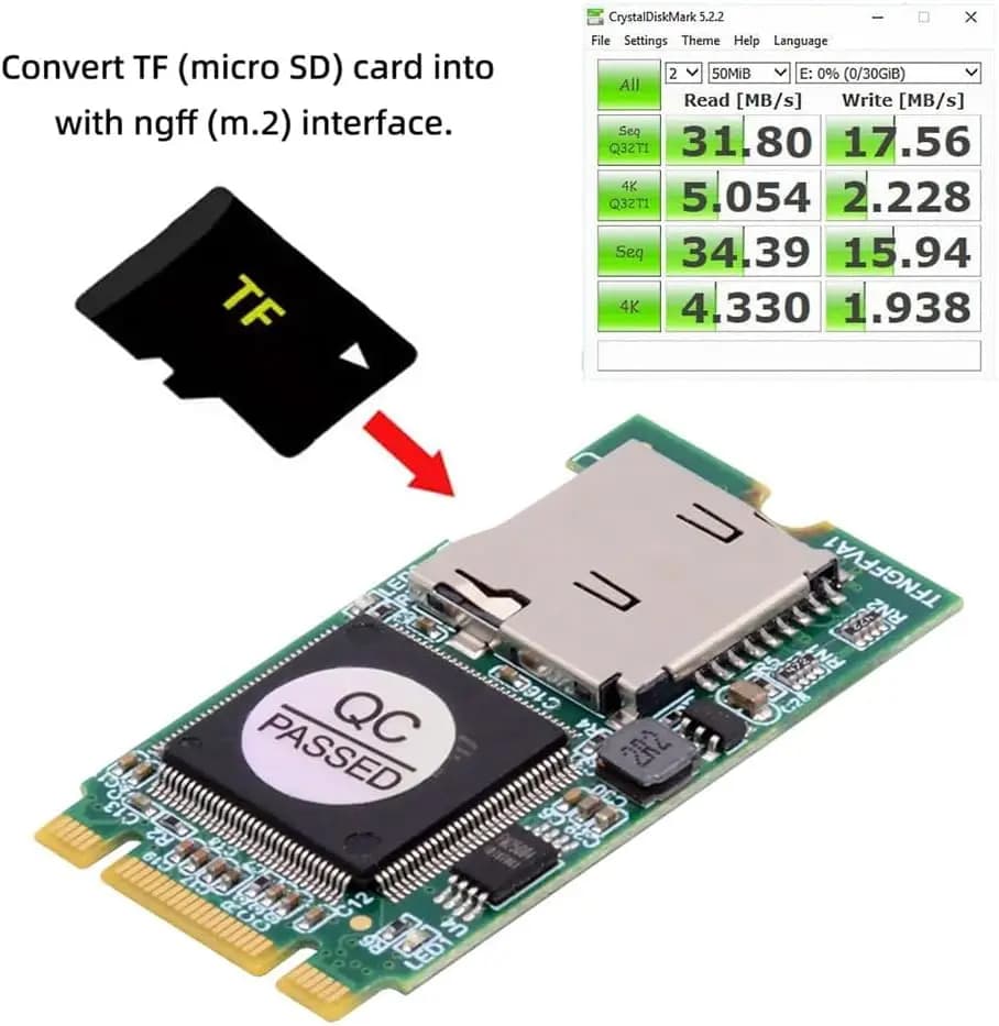 Adattatore convertitore lettore di schede TF JoniSerl M.2 NGFF B-Key 22x42mm a Micro SD T-Flash integrato per SSD mobile industriale