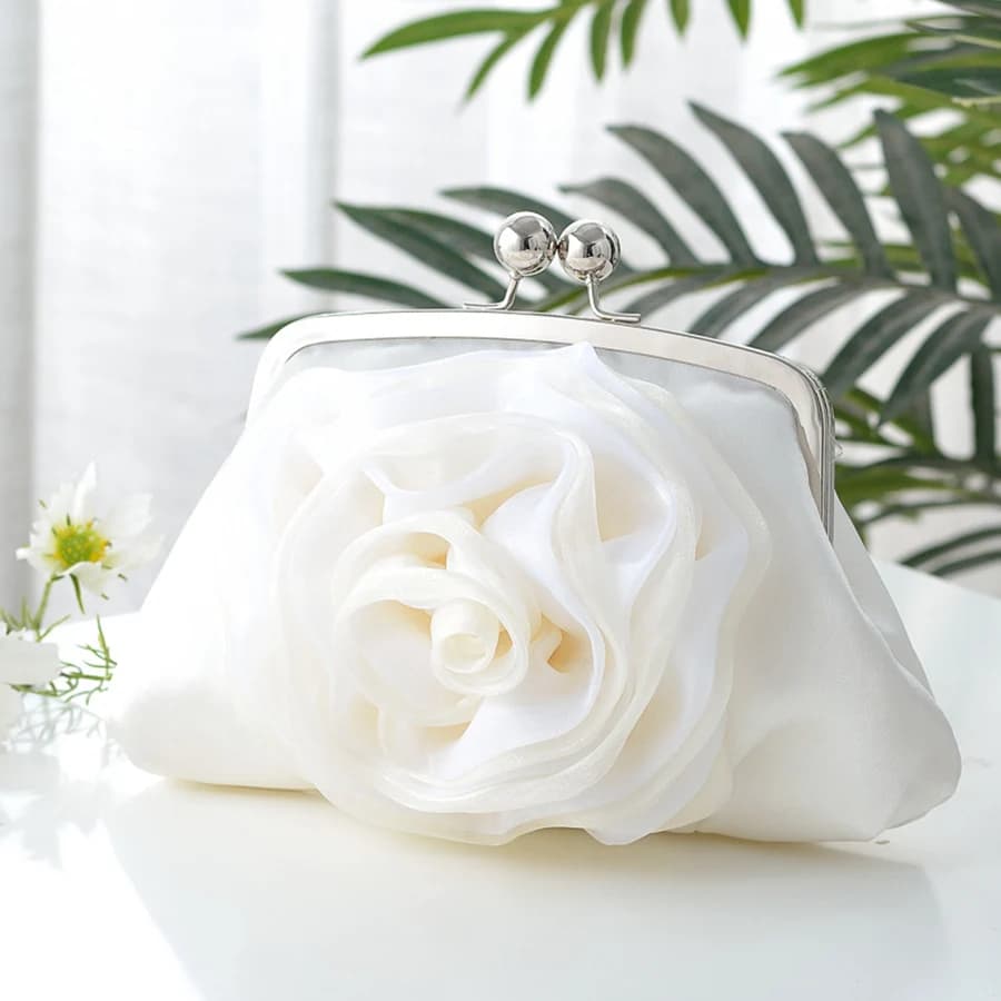 Borsa da Sera Floreale da Donna, Pochette Piccola da Sposa, Borsetta da Festa, Portafoglio da Matrimonio, Clutch Floreale con Catena a Tracolla - Grande Offerta