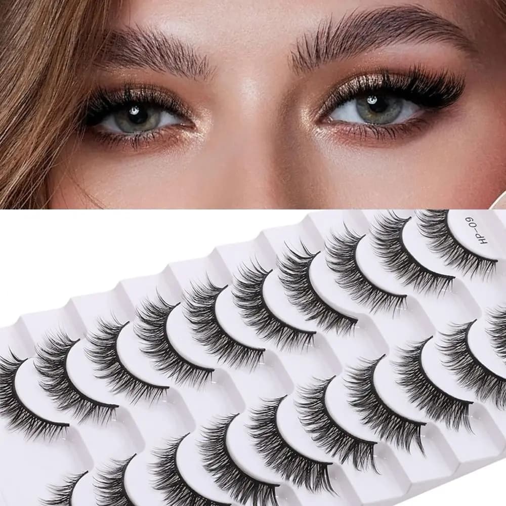 Ciglia Finte a Striscia Intera, Naturali e Lunghe, Drammatiche, Fatte a Mano, Cruelty-Free, Extension Ciglia 3D in Finto Visone
