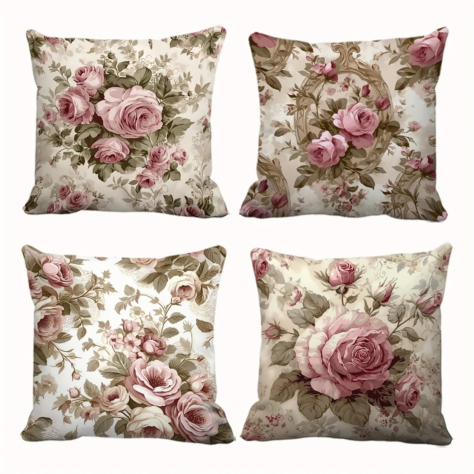 Federa per cuscino con motivo floreale a rose, fodera per cuscino da divano e camera da letto, stampa su un lato, senza imbottitura, materiale in peluche corto.