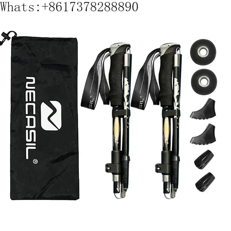 Trekking poles 32-125 cm Foldable ultralight trekking pole in aluminium alloy Nordic walking stick Telescopic strips with fast block
