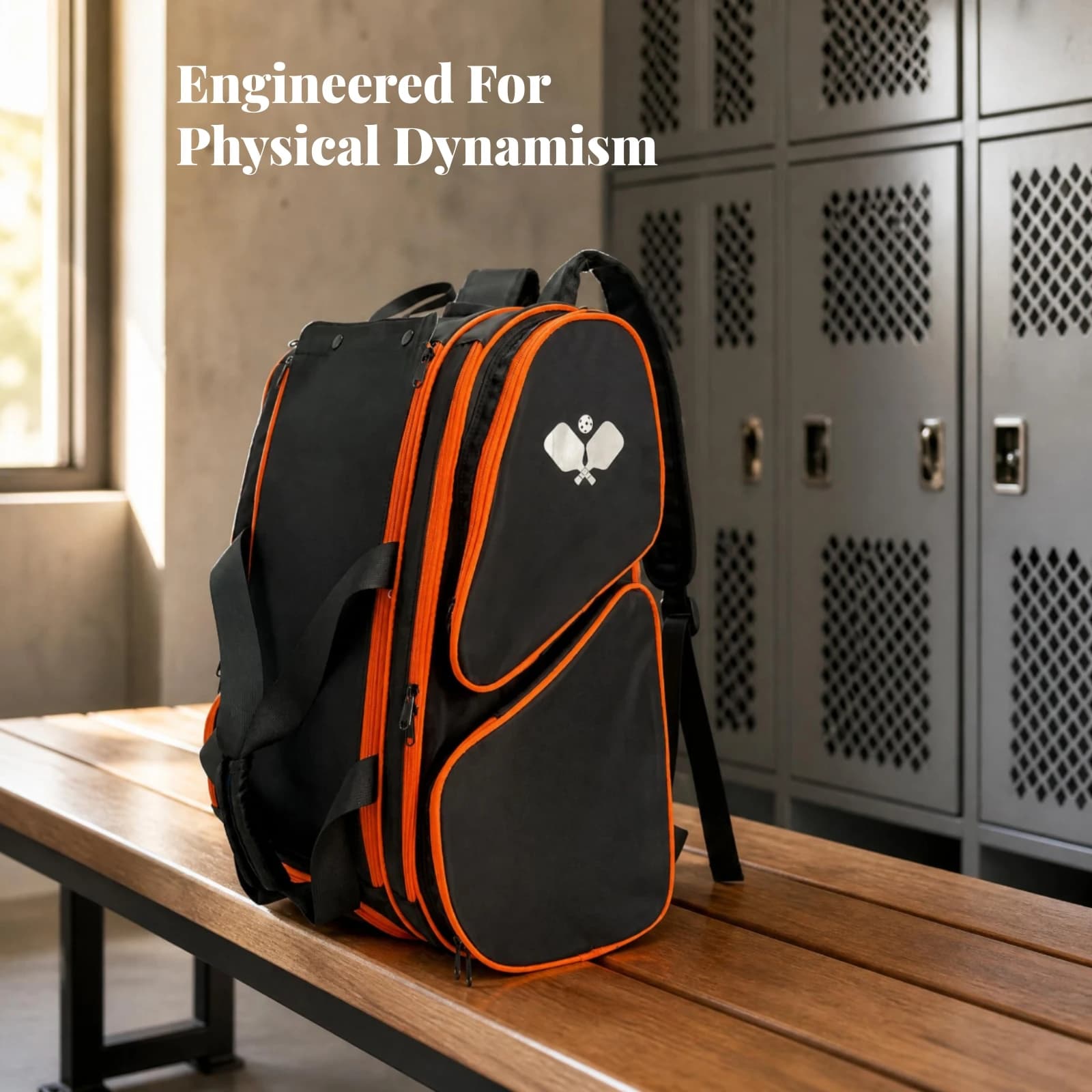 Racket Travel Bag Zippered Pickleball Backpack Padded Shoulder Straps Tennis Racket Bag Multiple Pockets Tennis Backpack