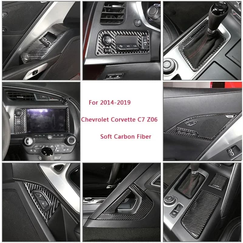 For 2014-2019 Chevrolet Corvette C7 Z06 soft carbon fiber car interior and exterior decoration modification sticker accessories