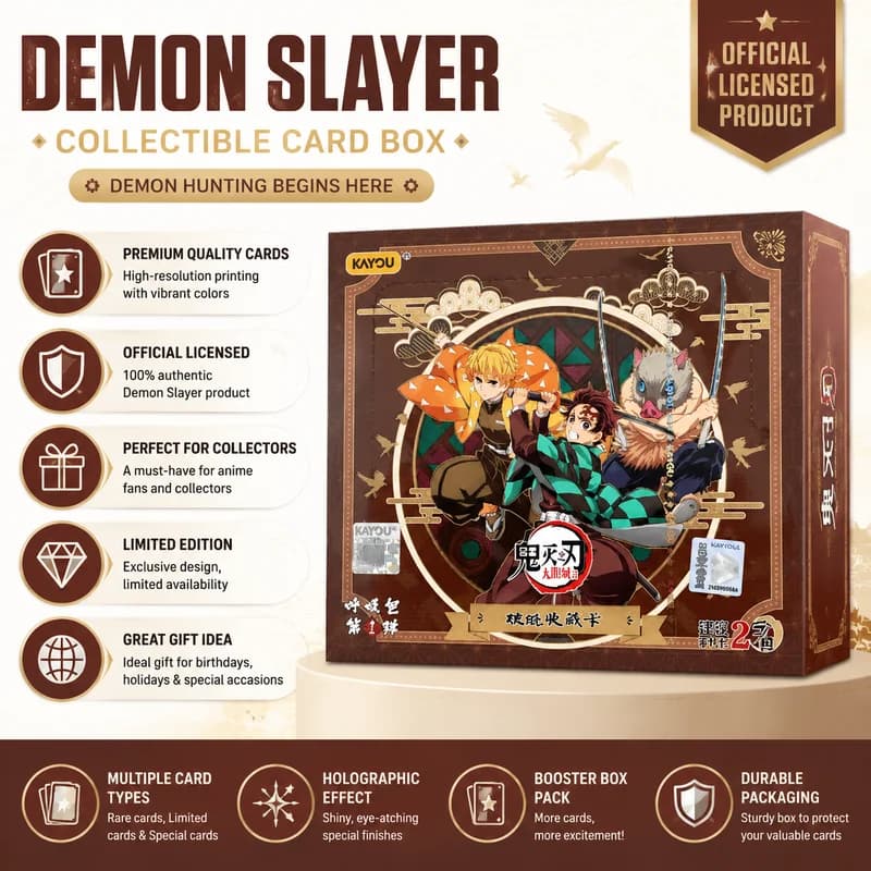 Kayou Demon Slayer Kimetsu No Yaiba Trading Cards Breath Pack Vol.1 Genuine Sealed Full Box TCG Anime Collectible Cards Gift Toy