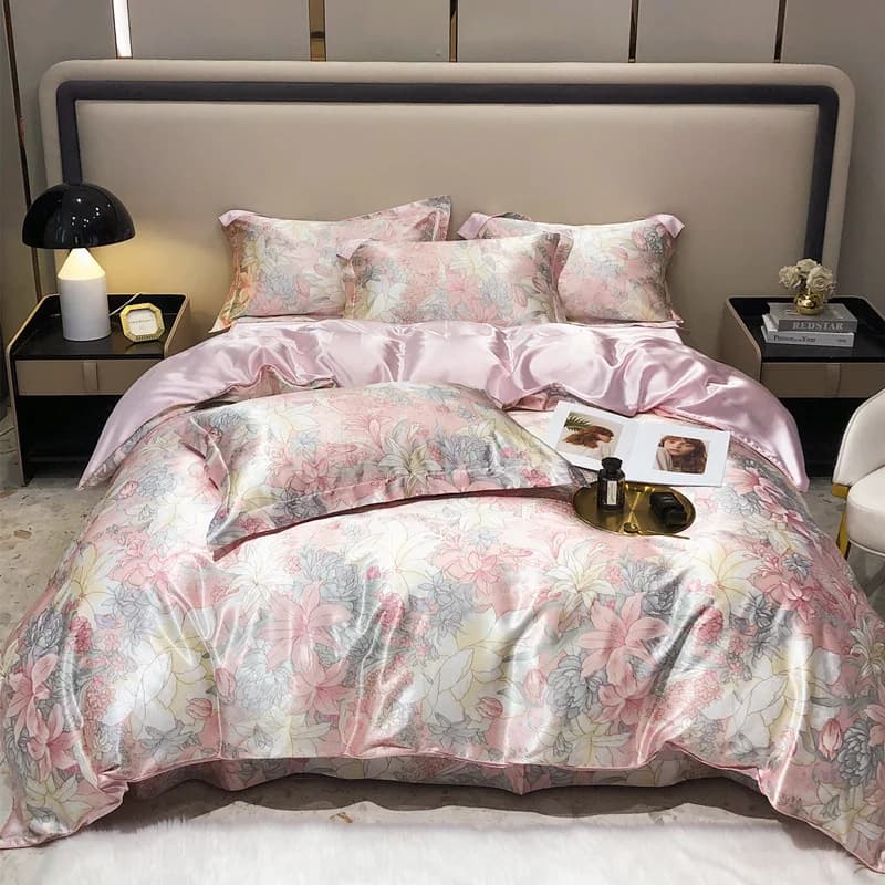 Luxury Bed Linen Set in Gelso Silk with Cover, Sheet and Loyalty, for Single or Double Bed, Summer Cover