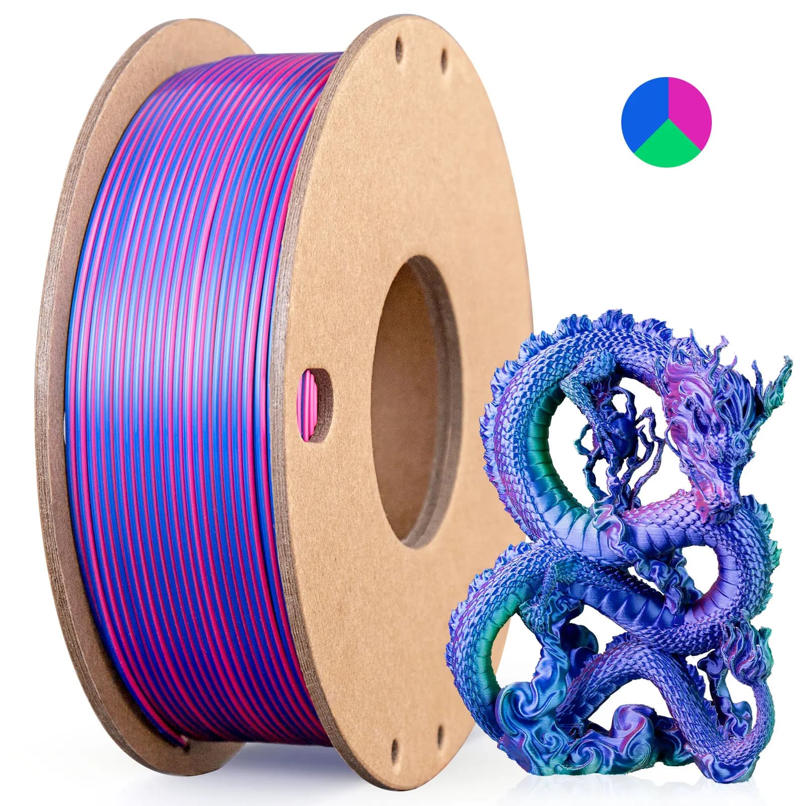 3D Printer Filament Silk PLA Triple Silk Filament 1.75 mm 3D Printing Filament 250 g Color 3 in1