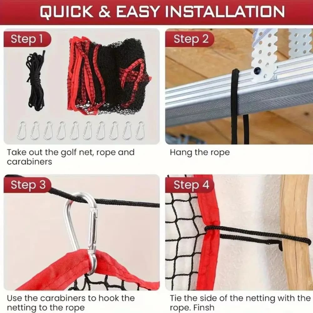 Rete da Golf 10x10 Piedi, Barriera Antiurto per Palline da Golf, Rete da Allenamento ad Alta Resistenza 3 mm di Spessore per Sport all'Aperto