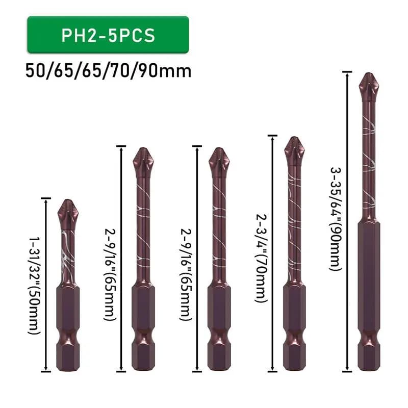 Set di Punte per Cacciavite S2 Antiscivolo, Resistenti all'Usura, Esagonali, 1/2/4/5 Pezzi, Accessori per Utensili