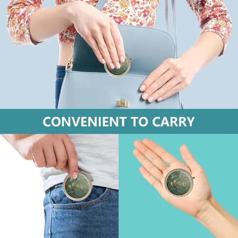 New Portable Pill Case Pill Box With Mirror Retro Small Pill Case For Purse Or Pocket Pill Box Or Vitamins Fish Oil Supplements