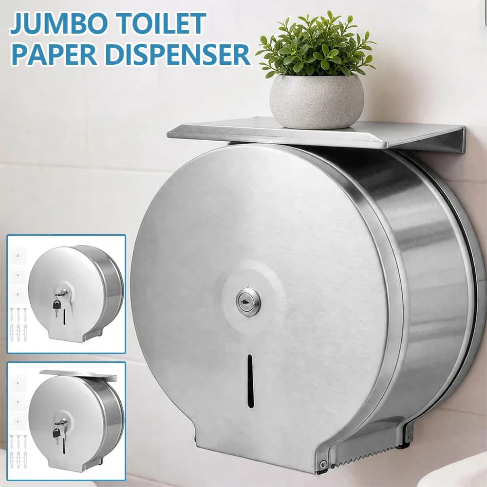 Dispenser Commerciale Jumbo per Carta Igienica in Acciaio Inossidabile, Porta Rotolo Singolo, Accessori Bagno