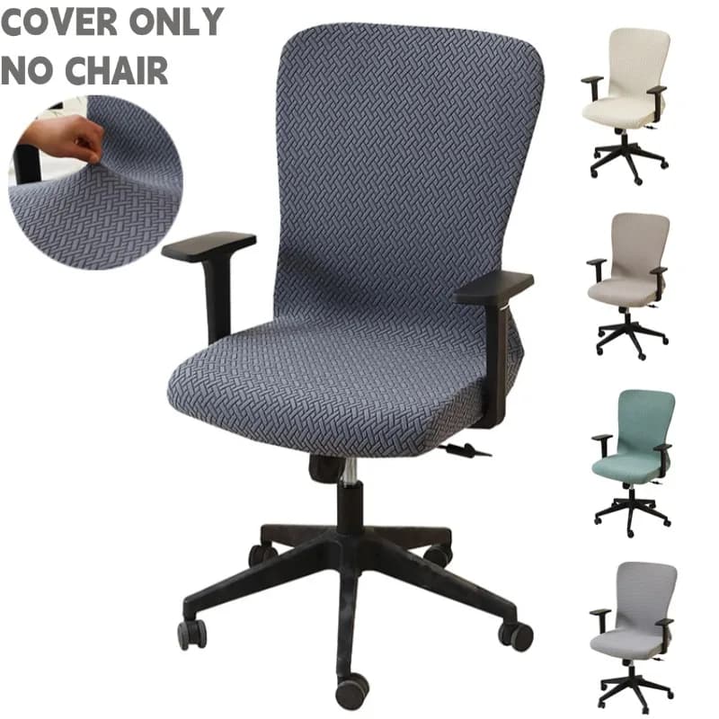 1pc Fodera per sedia da ufficio in jacquard tinta unita Fodera per sedia da computer elastica durevole adatta per sala giochi Funda De Silla