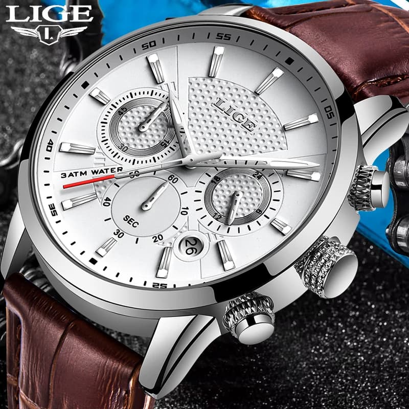 2025 LIGE Moda Sport Uomo Orologio Orologi al quarzo Orologi da uomo Top Brand In pelle Militare Impermeabile Data Orologio Relogio Masculino