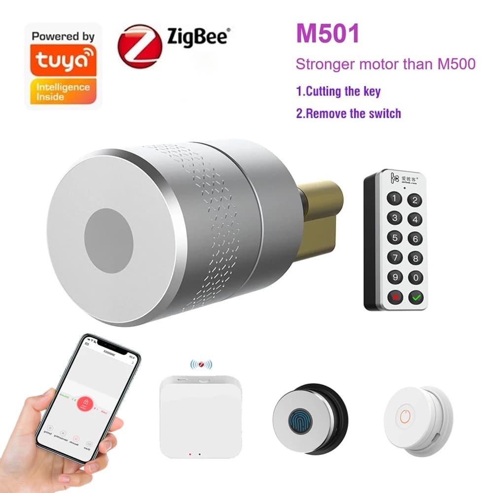 M501 Tuya Zigbee Smart Lock TTLock Cilindro Impronte digitali Bluetooth Serratura Smartlife WIFI Controllo M500 Versione di aggiornamento