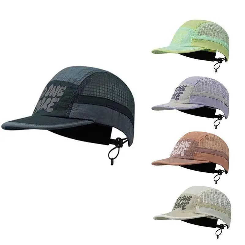 Cappellino da baseball con visiera corta, stile giapponese, regolabile, ad asciugatura rapida, casual, sottile, con stampa di lettere, design con coulisse, protezione solare
