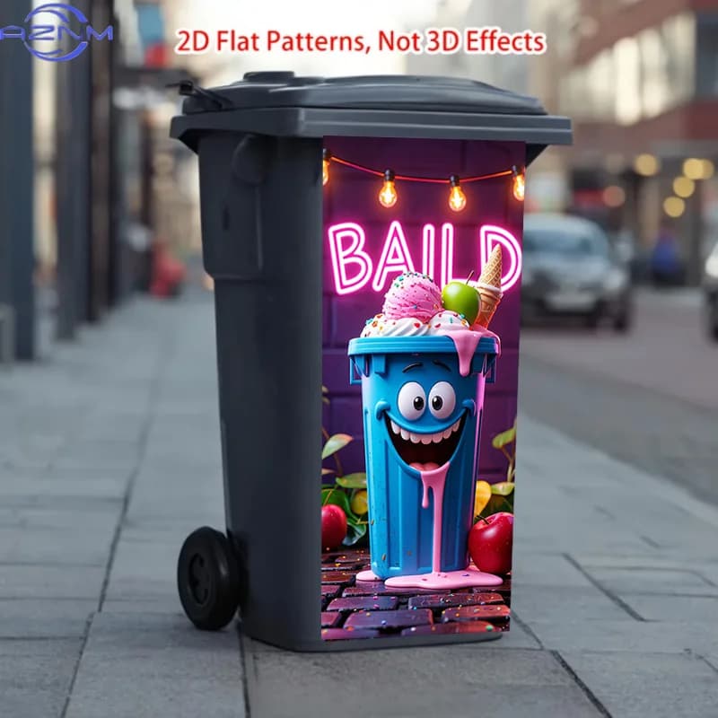 Trash Can Sticker Featuring a Cute "Sweet Bucket" Trash Can Pattern Design. This Matte Surface Sticker Is Suitable for Decorat