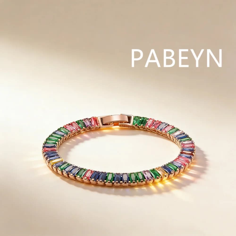 Bracciale in Argento Sterling 925 con Zirconi Colorati da 6MM, Regalo per Compleanno, Anniversario e Uso Quotidiano