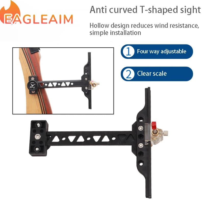 Reverse Curve Sight Recurve Bow Sight T Shape Archery Shooting Target Sight Adjustable T-shaped Bow Sight Archery Target Tools