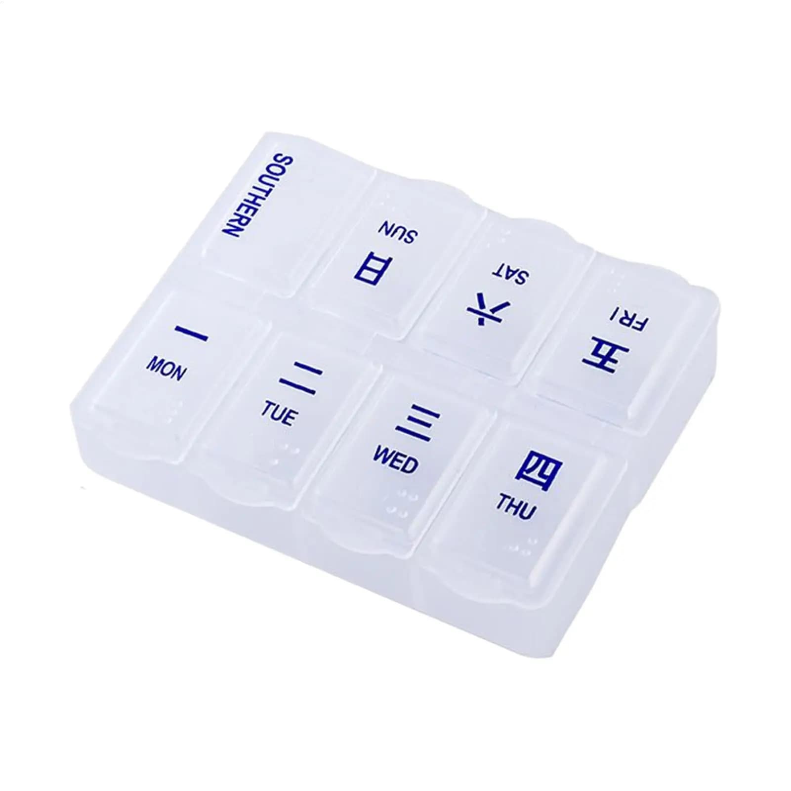 Weekly Travel Pill Organizer 7 Day 8 Compartments Portable Vitamin Storage Box Daily Supplement Dispenser for Seniors Adults