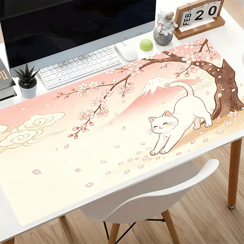 Large Mouse Pad pink Sakura desk mat Gamer Home Computer HD Mousepad XXL Keyboard Pad Cute Cat Carpet Anti Fray Gaming Mouse Pad