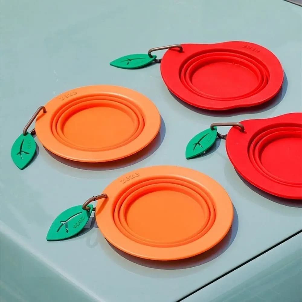 Ciotola Pieghevole per Animali Domestici da 350ML in Silicone con Moschettone, Contenitore per Cibo per Cuccioli, Design con Gancio Grande, Ciotola Portatile per Gatti da Viaggio