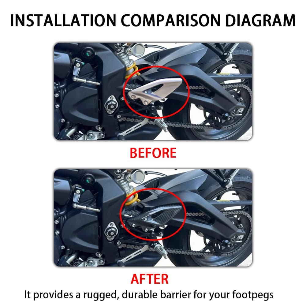 Protezione Tallone in Fibra di Carbonio per Moto, Piastra Poggiapiedi Ridotta in Peso, Compatibile con Triumph Street Triple 660 765 R RS 2016 - 2022