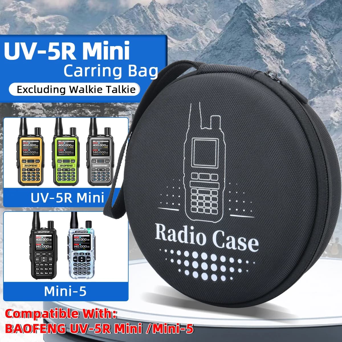 Borsa da trasporto ABBREE UV-5R Mini per walkie-talkie, custodia per radioamatori UV-5R Mini 5, borsa da campeggio
