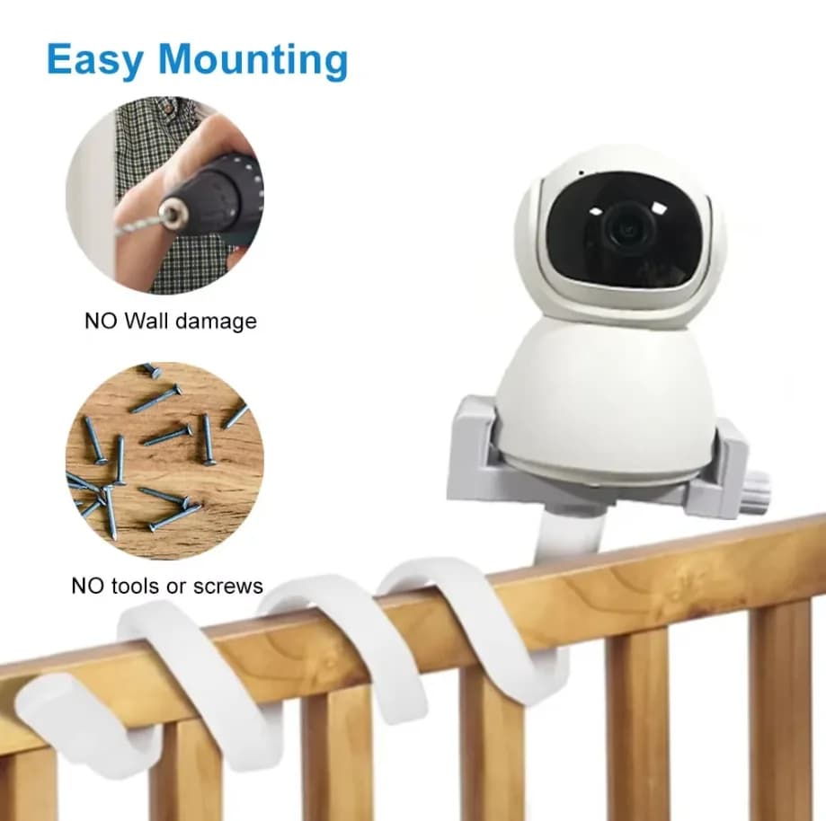Universal support for baby monitor Flexible bracket for torsion Support for webcam Rod for cradle without holes