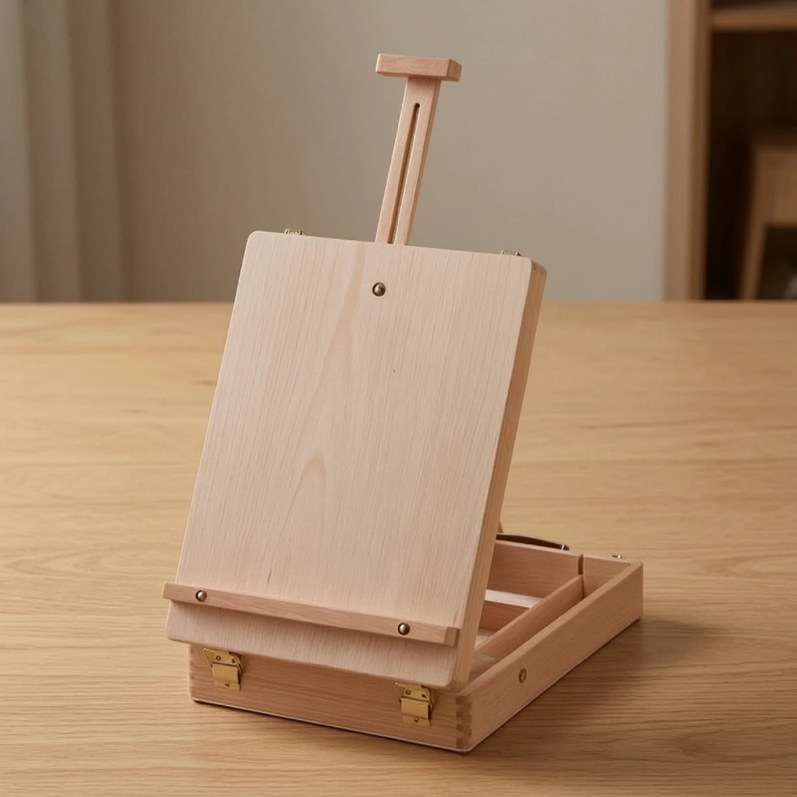 Tabletop Easel with Art Box Compact Sketchbox Easel Storage Sketchbox Wooden Space-Saving for Beginners, Desk, Classroom