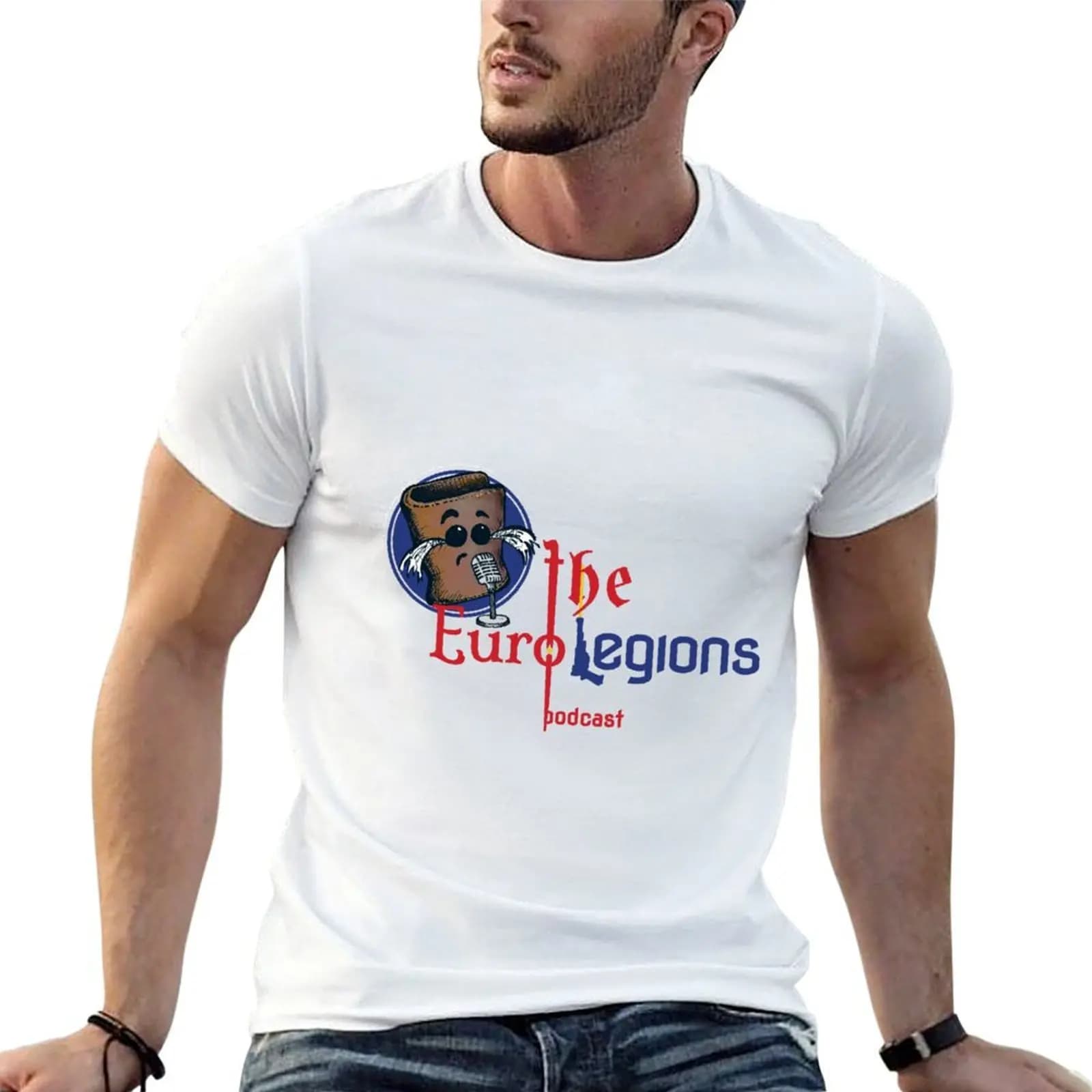 T-shirt con logo Euro Legions, t-shirt grafica da uomo, t-shirt da uomo di design, t-shirt da uomo di lusso