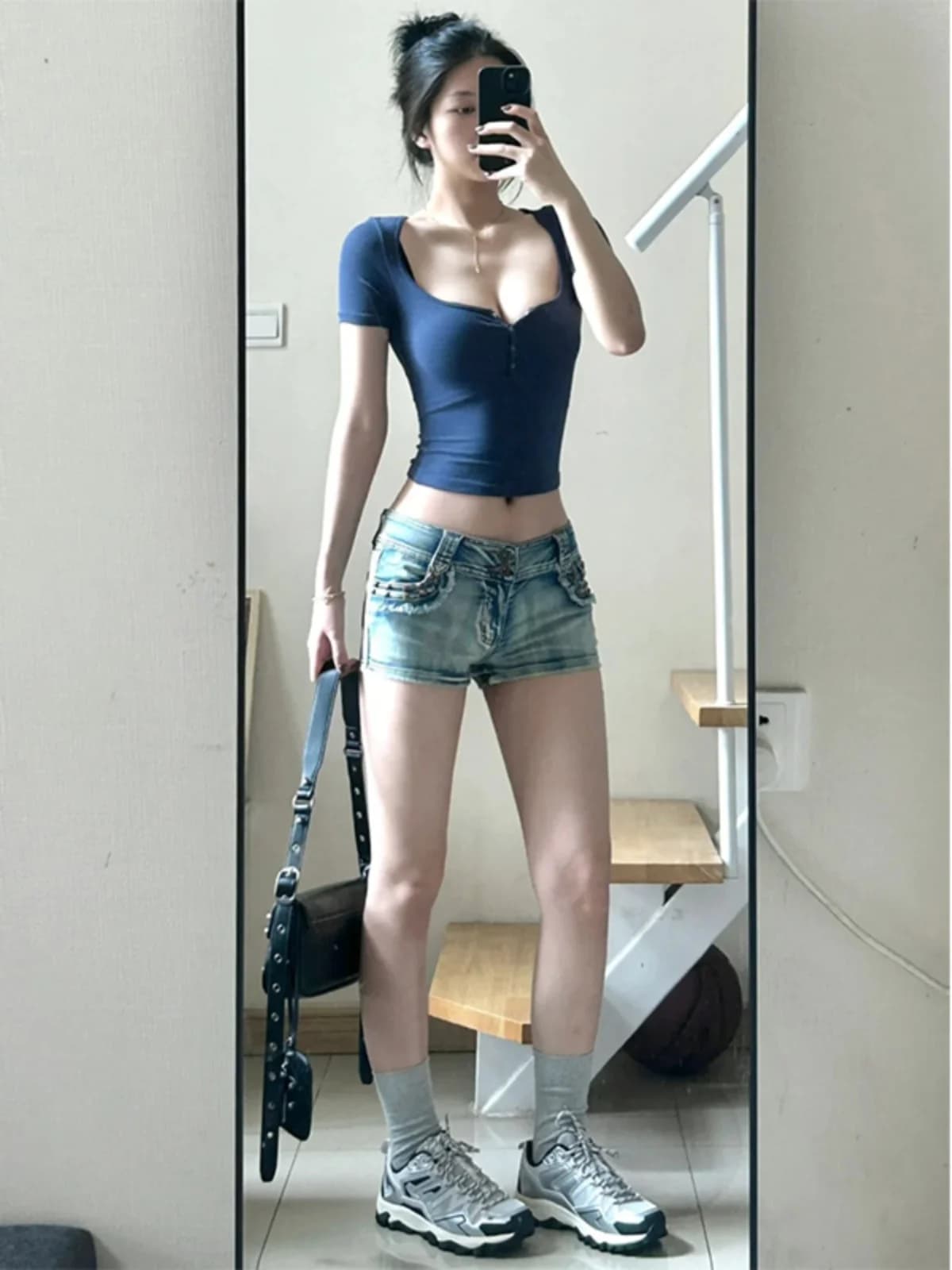 Sexy Short Sleeve T-Shirt Women's Slim Fit Short Style Summer New High Waist Crop TopBM Style Thinming Top Korean Version Com...