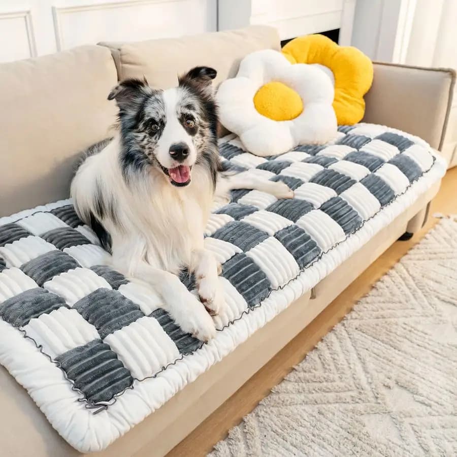 FUZZY Cover for Domestic Animals, Cane Washable Covers, Color Cream Sofa Covers, Furniture Covers