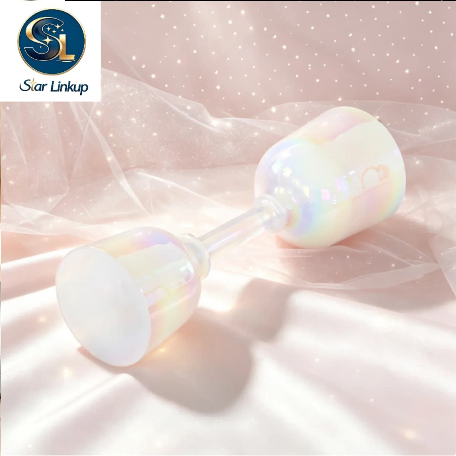 STAR LINKUP 7-8inch Colorful Clear Cosmic Light Double Headed Crystal Singing Bowl Sound Bath Yoga Meditation With Mallet