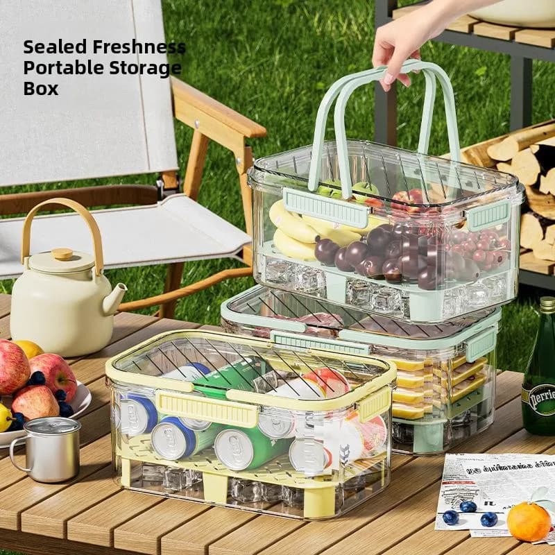 Portable Large Capacity Food Preservation Box Picnic Outdoor Fruit Sealed Container Office Lunch Box Spring Outing Carry-On C...