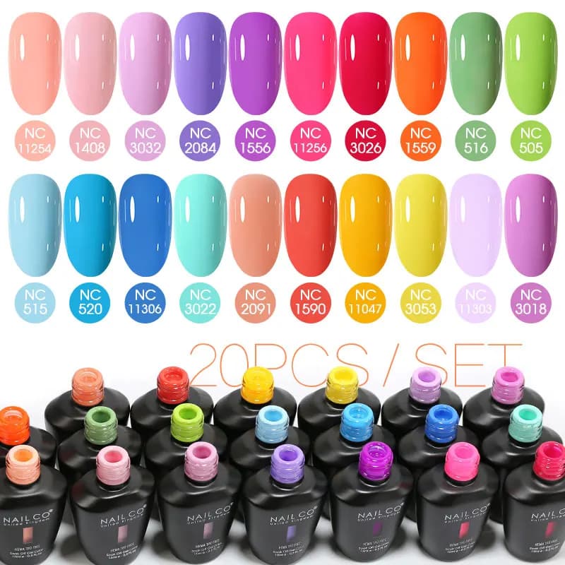 NAILCO 15ml 20pz/Set Smalto Gel Unghie Colore Scintillante Vernice Semipermanente UV Gel Smalti Set Nail Art Soak Off Per Manicure