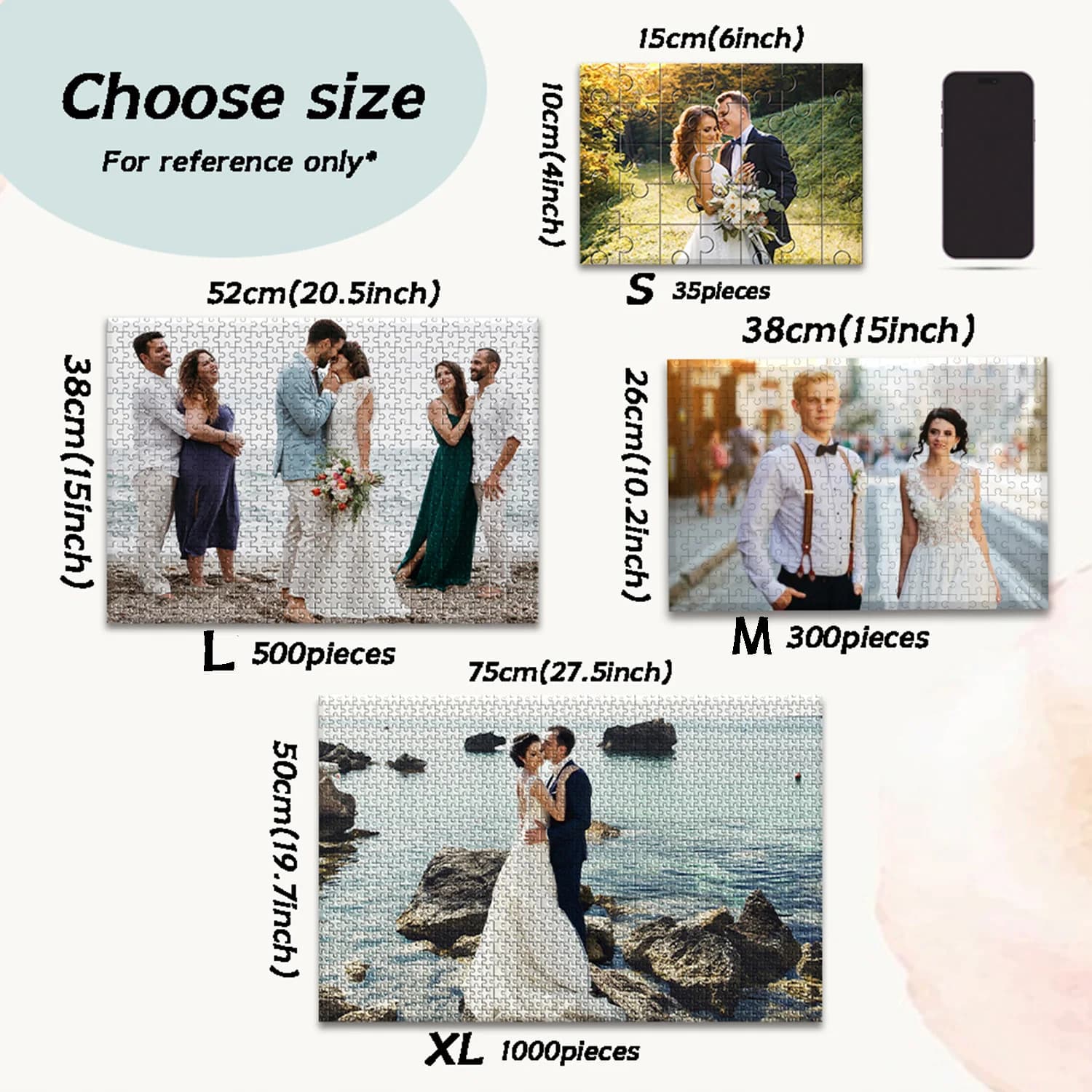 Puzzle Personalizzato in Legno con Foto, 35/300/500/1000 Pezzi, Regalo di San Valentino