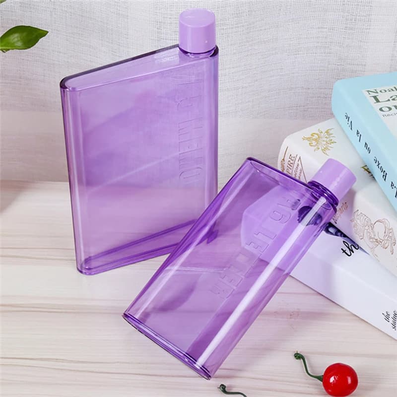 Borraccia in plastica A5A6 per bere direttamente, stile INS, design accattivante, mini borraccia portatile a forma di notebook, tazza d'acqua piatta estiva, stampa logo