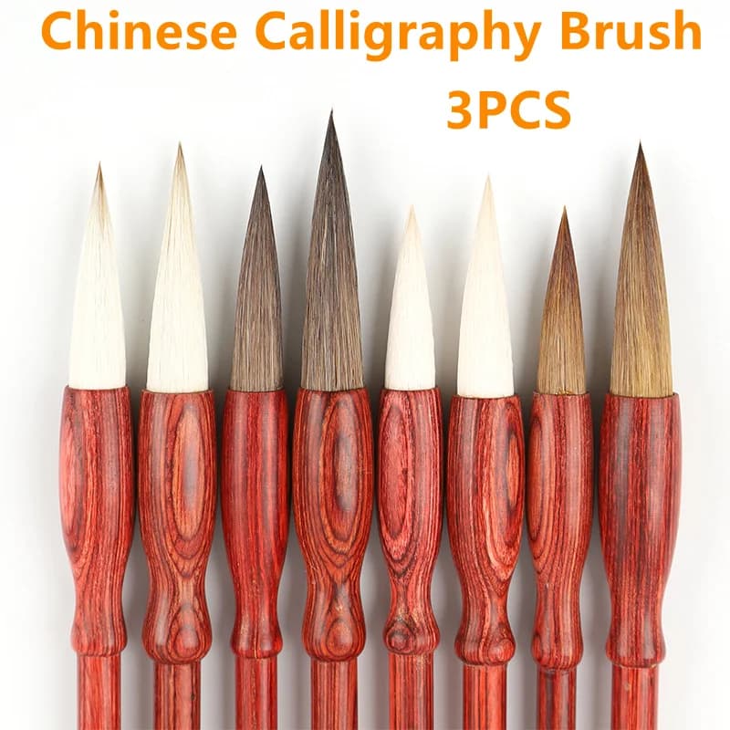3pcs Chinese Calligraphy Brushes Set Writing Brush Tool Calligraphy Ink Caligrafia Art Painting Brush Craft Supplies Boutique
