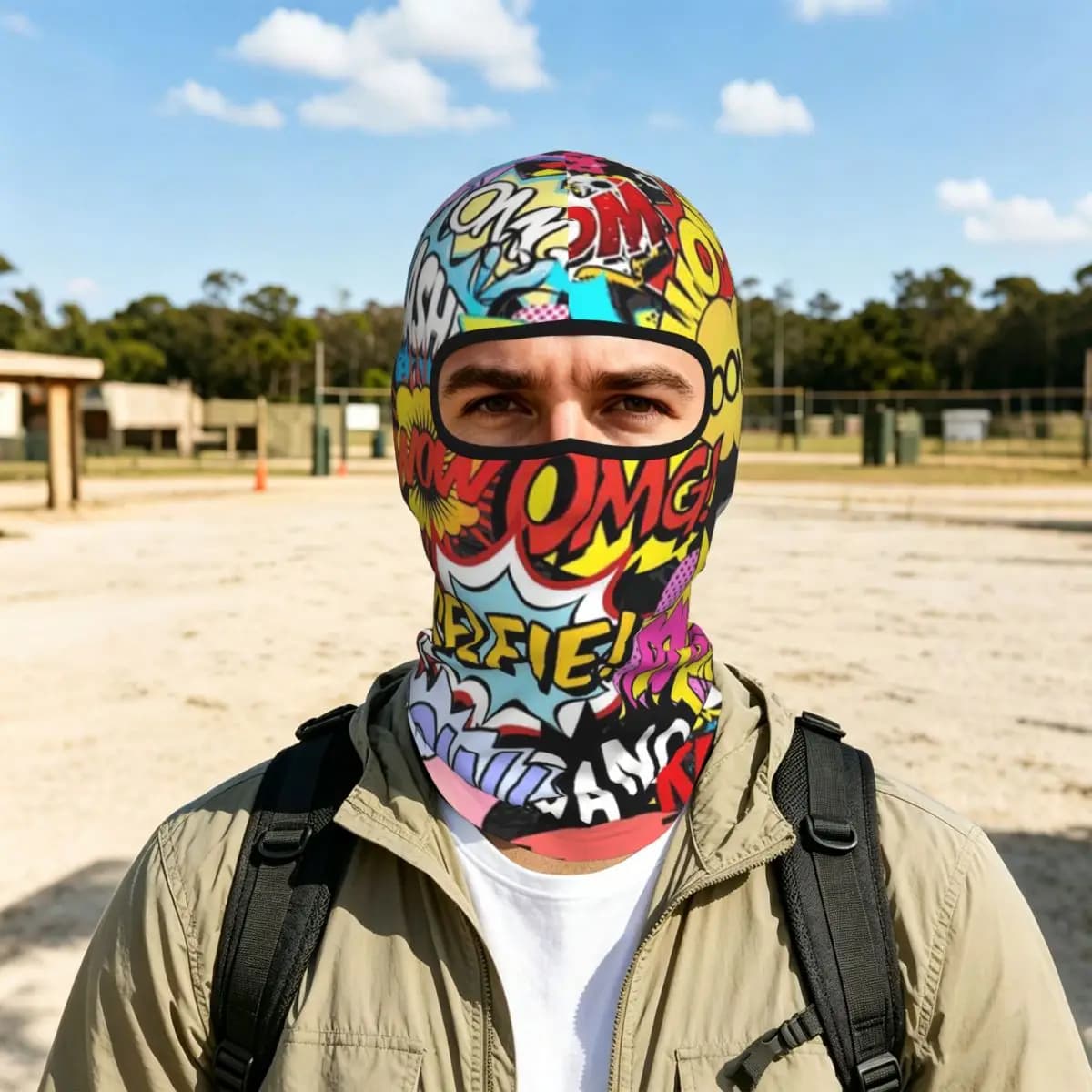 Street Graffiti Comic Pop Art Thin Balaclava Full Face Mask Sun Protection Neck Gaiter For Motorcycle Cycling Fishing Outdoor