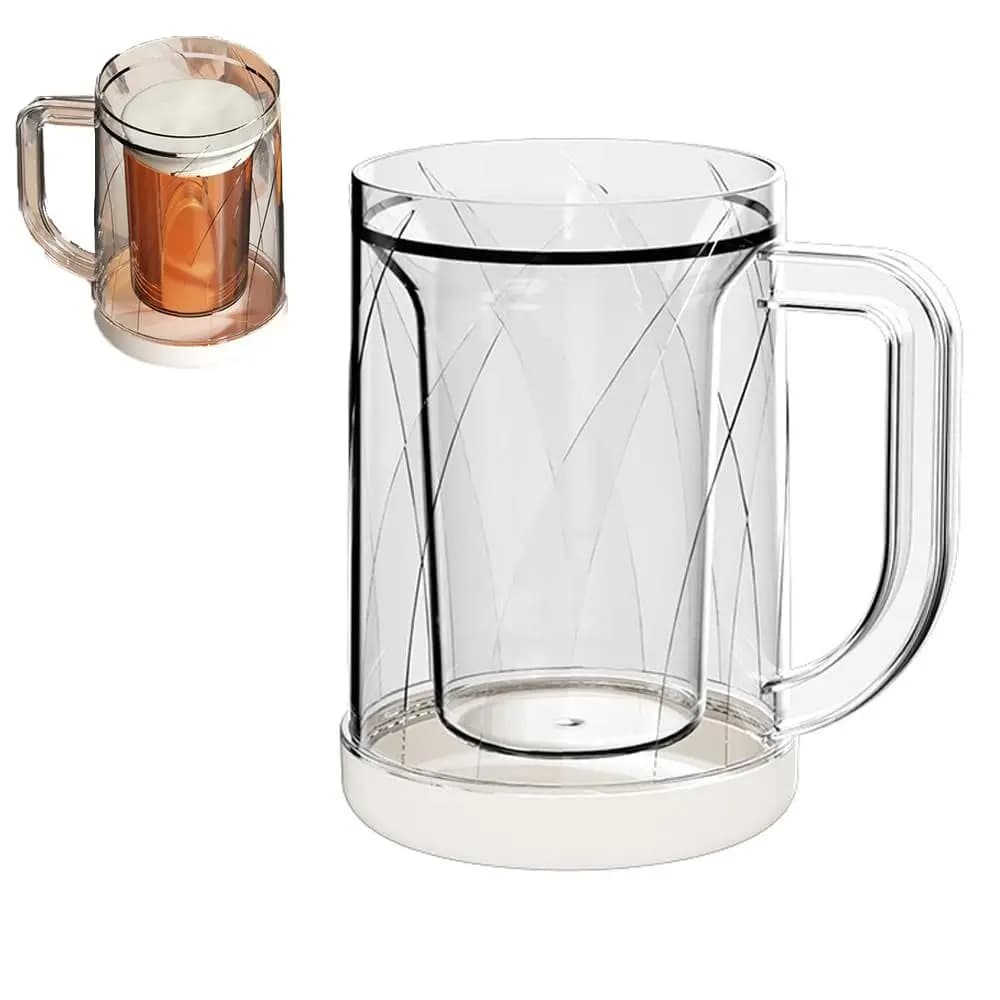 Casa con manico frigorifero liquido tazza congelata estate doppio strato ghiaccio freddo birra vetro PET addensato congelatore boccali di birra