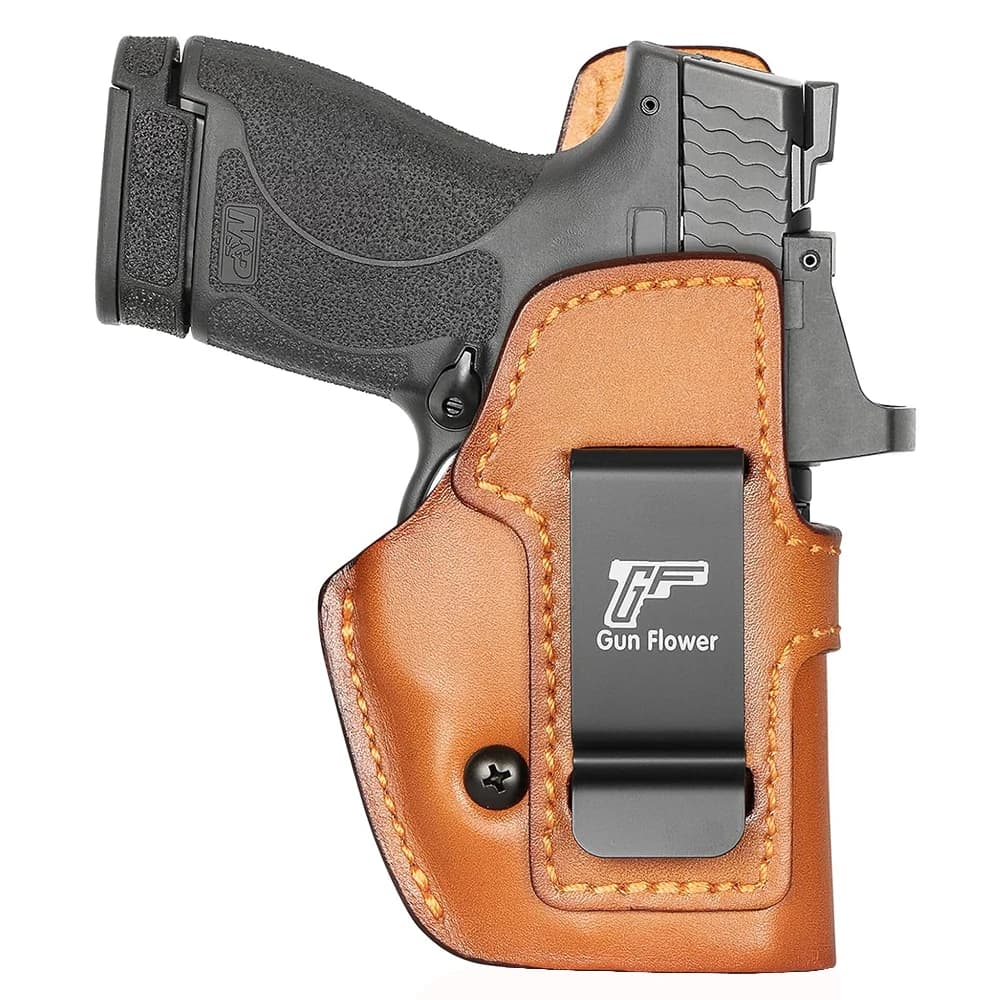 Fondina in Pelle IWB per M&P Shield Plus, M&P Shield M2.0, M&P Shield (Originale/1.0), Porta Pistola Nascosto all'Interno della Cintura, per Mano Destra