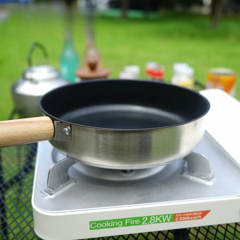 1PC campeggio esterno padella antiaderente fornello a induzione in acciaio inossidabile gas universale picnic padella portatile strumenti per barbecue