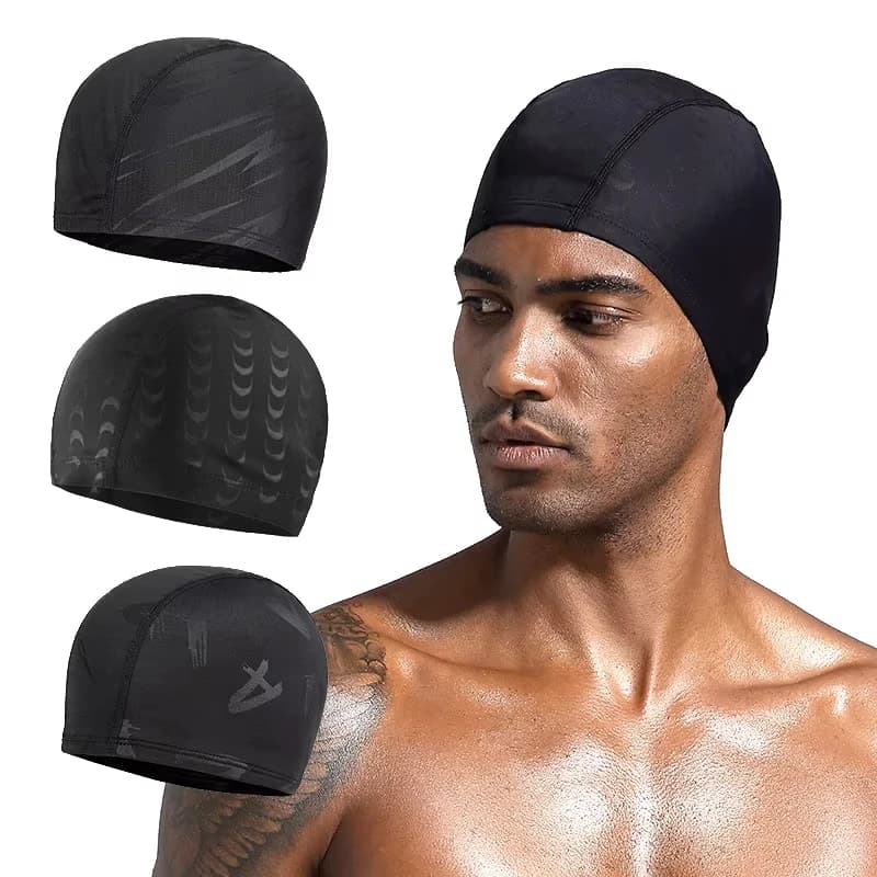Summer swimming head in spandex for men and women, comfortable and ear protection, fashionable adult swimming head, swimming accessories