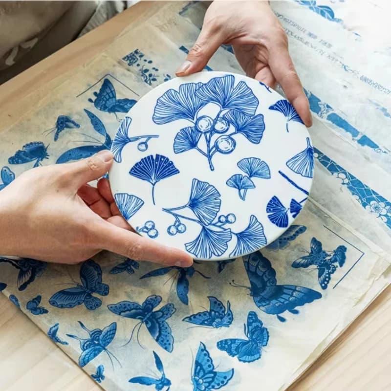 1PC Pottery Ceramic Clay Transfer Paper Underglaze Flower Paper High Temperature Jingdezhen Traditional Decal Coloring Tool