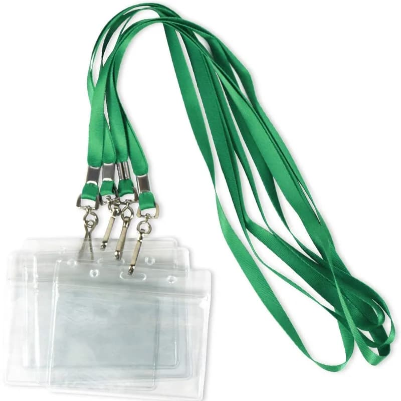 Confezione da 50 cordini con porta badge identificativo Etichette con nome Etichette per carte Tasti a corda Collana personalizzata Ganci a J Clip in plastica trasparente impermeabile